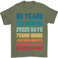 80th Birthday 80 Year Old Mens T-Shirt 100% Cotton Military Green