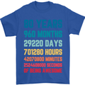 80th Birthday 80 Year Old Mens T-Shirt 100% Cotton Royal Blue