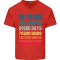 80th Birthday 80 Year Old Mens V-Neck Cotton T-Shirt Red