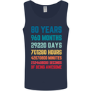 80th Birthday 80 Year Old Mens Vest Tank Top Navy Blue