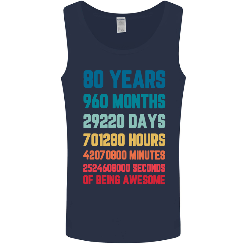 80th Birthday 80 Year Old Mens Vest Tank Top Navy Blue