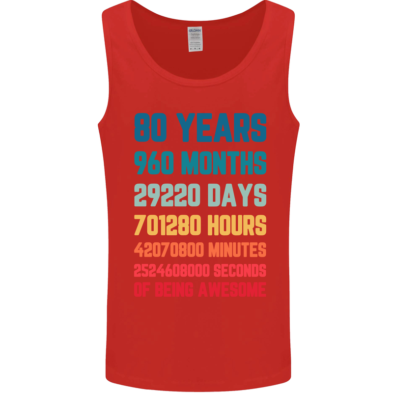 80th Birthday 80 Year Old Mens Vest Tank Top Red