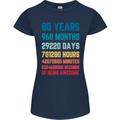 80th Birthday 80 Year Old Womens Petite Cut T-Shirt Navy Blue