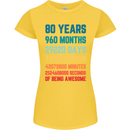 80th Birthday 80 Year Old Womens Petite Cut T-Shirt Yellow