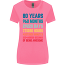 80th Birthday 80 Year Old Womens Wider Cut T-Shirt Azalea
