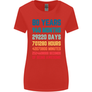 80th Birthday 80 Year Old Womens Wider Cut T-Shirt Red