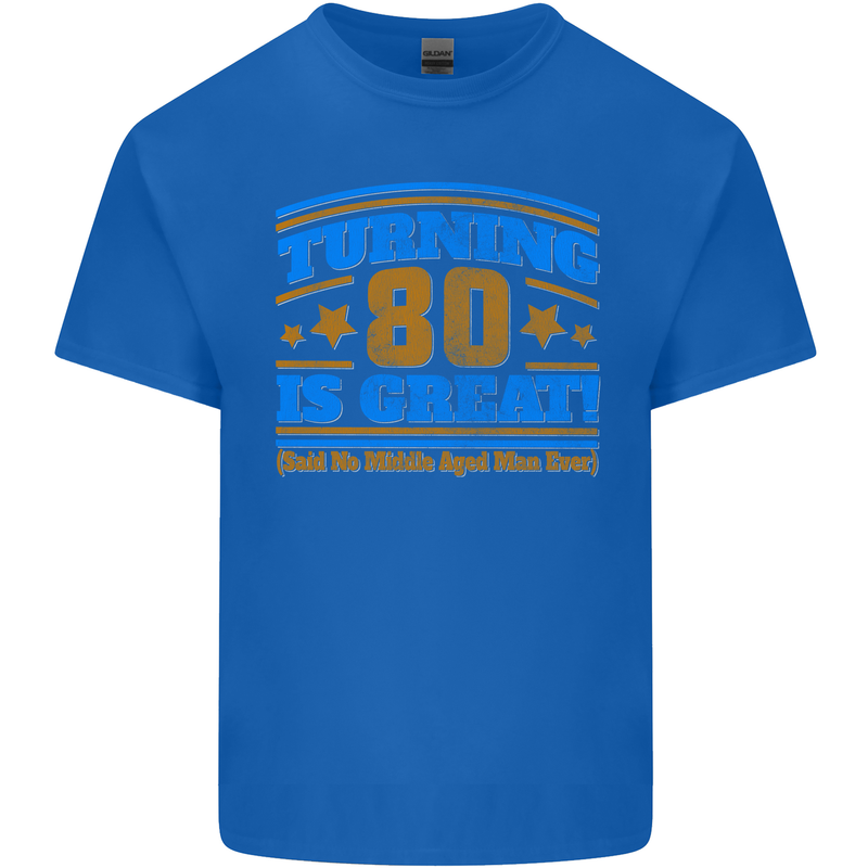 80th Birthday Turning 80 Is Great Mens Cotton T-Shirt Tee Top Royal Blue