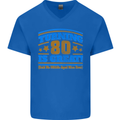 80th Birthday Turning 80 Is Great Mens V-Neck Cotton T-Shirt Royal Blue