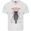 850cc Motor Race Biker Motorcycle Motorbike Mens V-Neck Cotton T-Shirt White