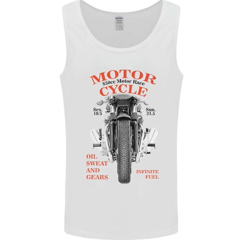 850cc Motor Race Biker Motorcycle Motorbike Mens Vest Tank Top White