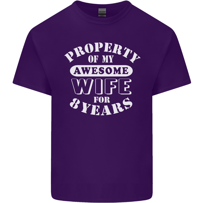 8 Year Wedding Anniversary 8th Funny Wife Mens Cotton T-Shirt Tee Top Purple