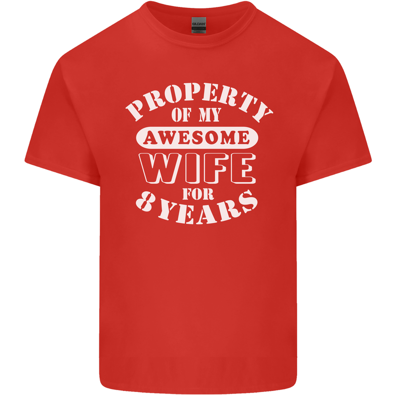 8 Year Wedding Anniversary 8th Funny Wife Mens Cotton T-Shirt Tee Top Red