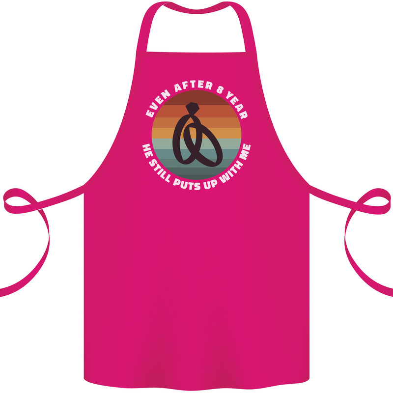 8 Year Wedding Anniversary 8th Marriage Cotton Apron 100% Organic Pink