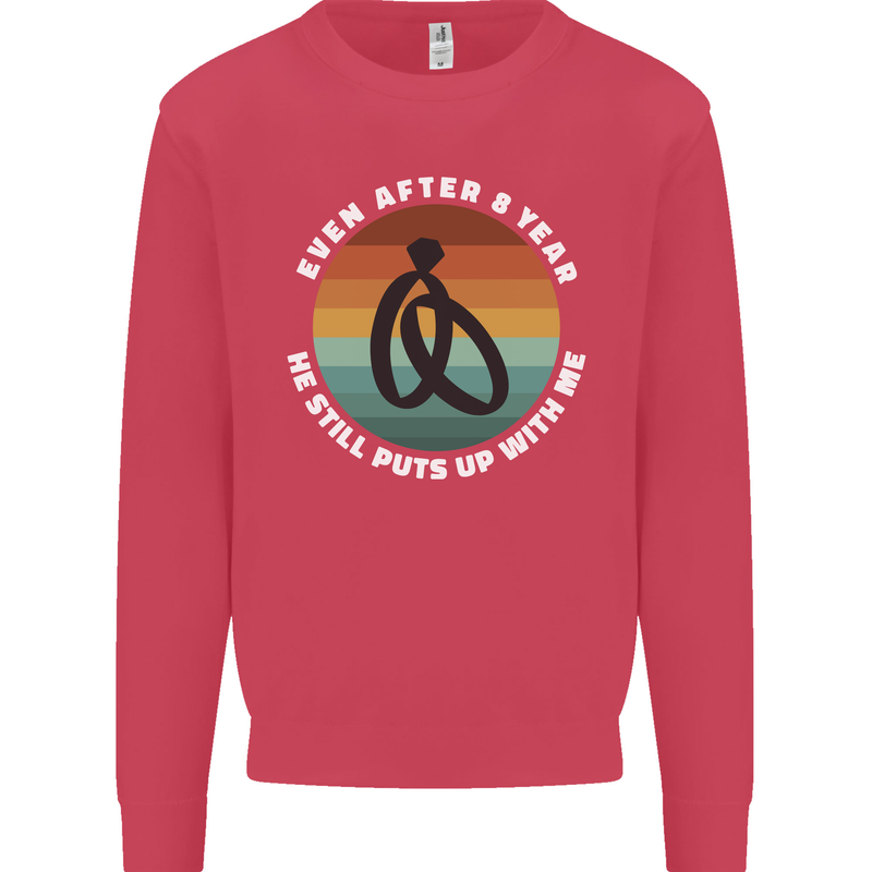 8 Year Wedding Anniversary 8th Marriage Mens Sweatshirt Jumper Heliconia