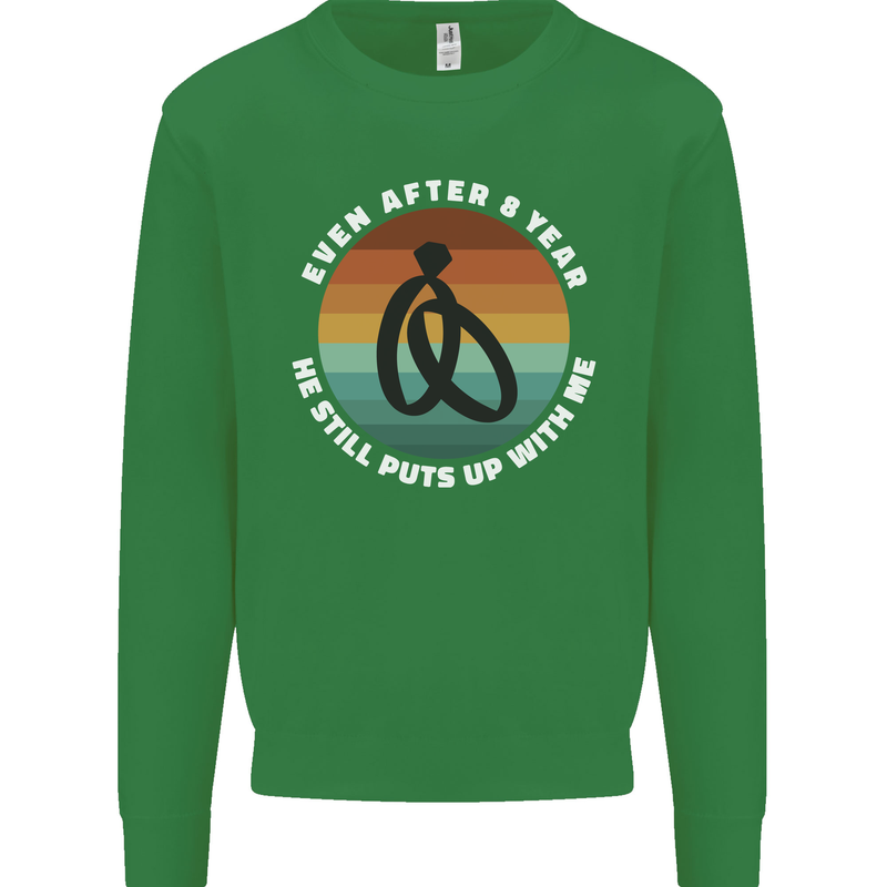 8 Year Wedding Anniversary 8th Marriage Mens Sweatshirt Jumper Irish Green