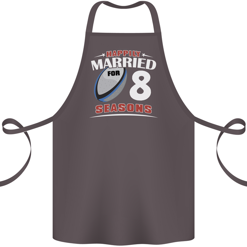 8 Year Wedding Anniversary 8th Rugby Cotton Apron 100% Organic Dark Grey