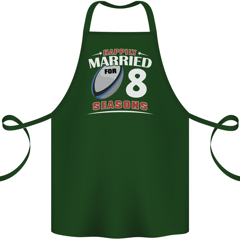 8 Year Wedding Anniversary 8th Rugby Cotton Apron 100% Organic Forest Green