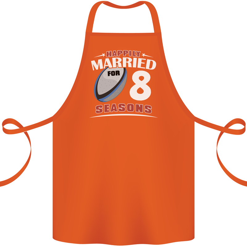 8 Year Wedding Anniversary 8th Rugby Cotton Apron 100% Organic Orange