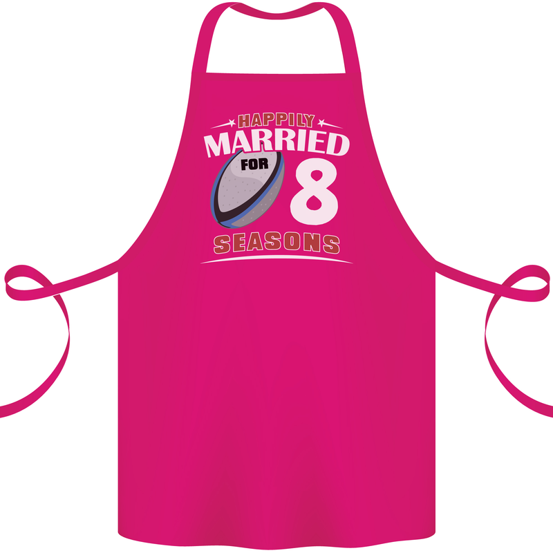 8 Year Wedding Anniversary 8th Rugby Cotton Apron 100% Organic Pink