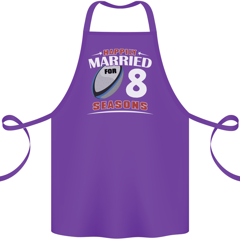 8 Year Wedding Anniversary 8th Rugby Cotton Apron 100% Organic Purple