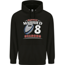 8 Year Wedding Anniversary 8th Rugby Mens 80% Cotton Hoodie Black