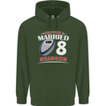 8 Year Wedding Anniversary 8th Rugby Mens 80% Cotton Hoodie Forest Green