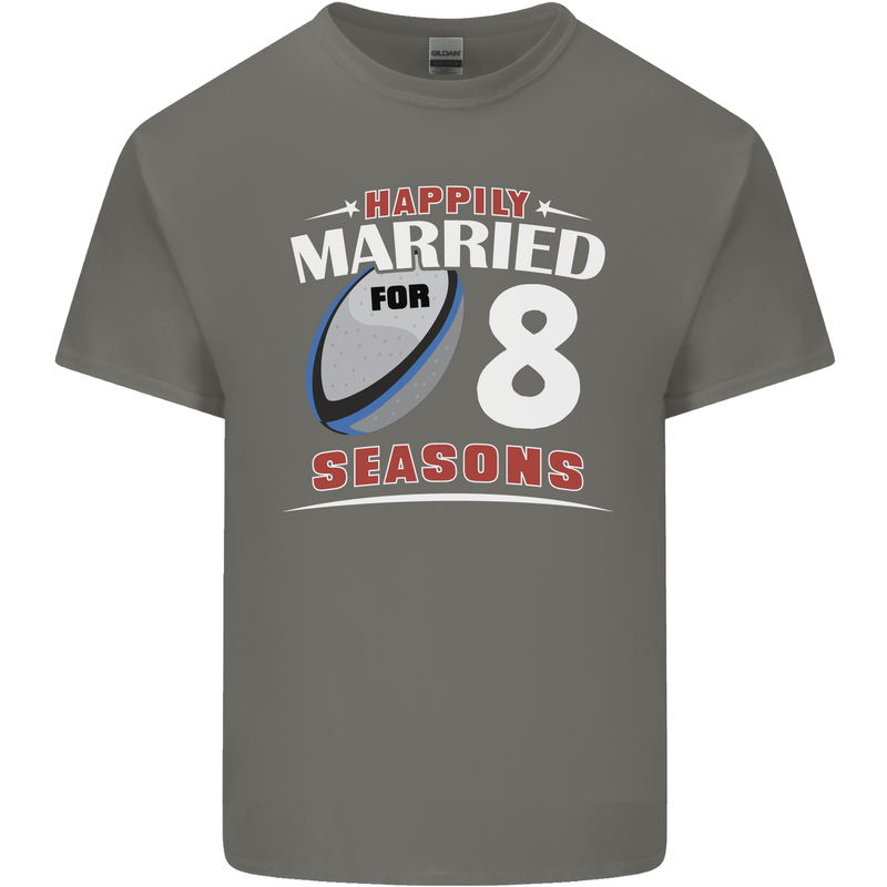 8 Year Wedding Anniversary 8th Rugby Mens Cotton T-Shirt Tee Top Charcoal