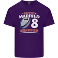 8 Year Wedding Anniversary 8th Rugby Mens Cotton T-Shirt Tee Top Purple