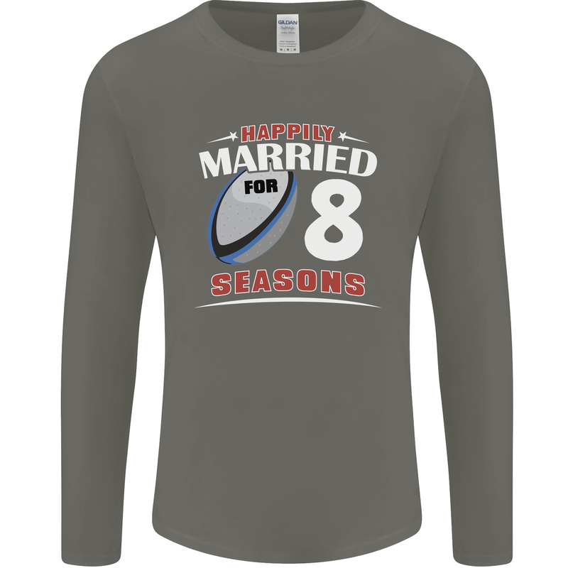 8 Year Wedding Anniversary 8th Rugby Mens Long Sleeve T-Shirt Charcoal