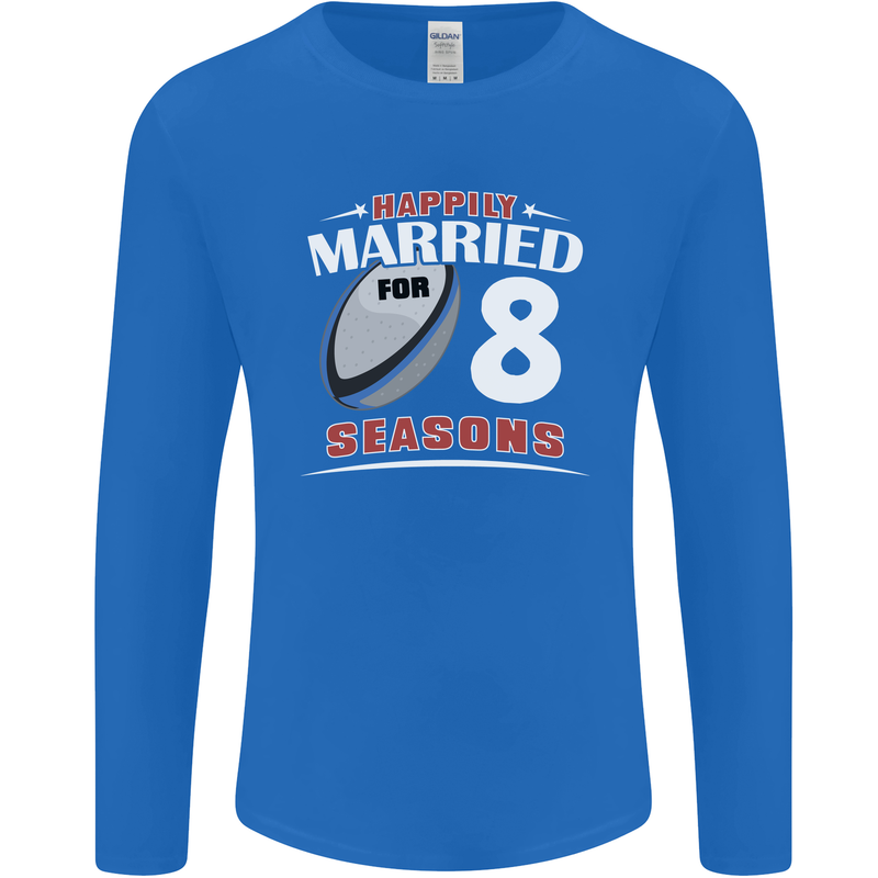 8 Year Wedding Anniversary 8th Rugby Mens Long Sleeve T-Shirt Royal Blue