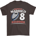 8 Year Wedding Anniversary 8th Rugby Mens T-Shirt 100% Cotton Dark Chocolate