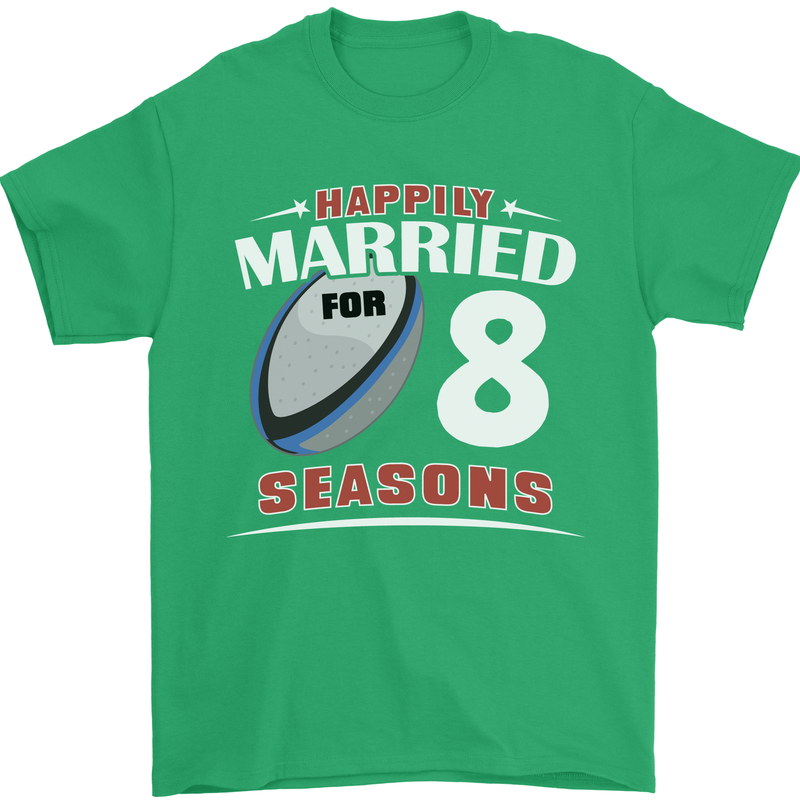 8 Year Wedding Anniversary 8th Rugby Mens T-Shirt 100% Cotton Irish Green