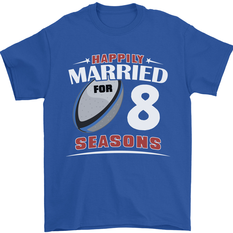 8 Year Wedding Anniversary 8th Rugby Mens T-Shirt 100% Cotton Royal Blue