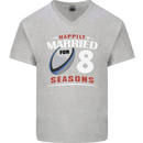 8 Year Wedding Anniversary 8th Rugby Mens V-Neck Cotton T-Shirt Sports Grey