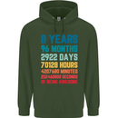 8th Birthday 8 Year Old Childrens Kids Hoodie Forest Green