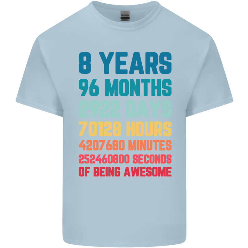 8th Birthday 8 Year Old Kids T-Shirt Childrens Light Blue
