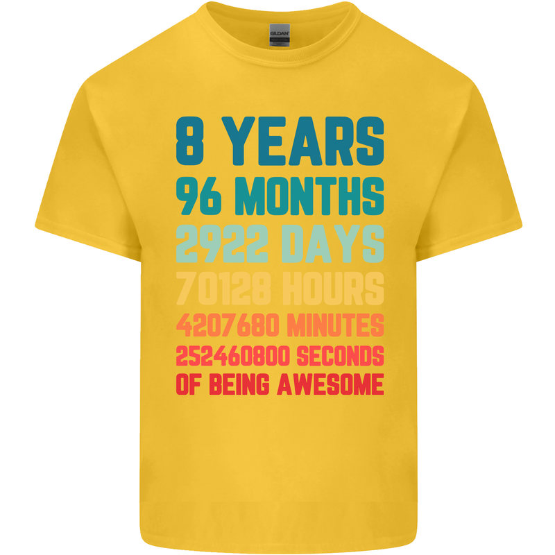 8th Birthday 8 Year Old Kids T-Shirt Childrens Yellow
