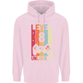 8th Birthday 8 Year Old Level Up Gamming Childrens Kids Hoodie Light Pink