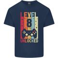 8th Birthday 8 Year Old Level Up Gamming Kids T-Shirt Childrens Navy Blue