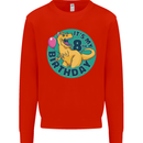 8th Birthday Dinosaur T-Rex 8 Year Old Kids Sweatshirt Jumper Bright Red