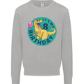 8th Birthday Dinosaur T-Rex 8 Year Old Kids Sweatshirt Jumper Sports Grey
