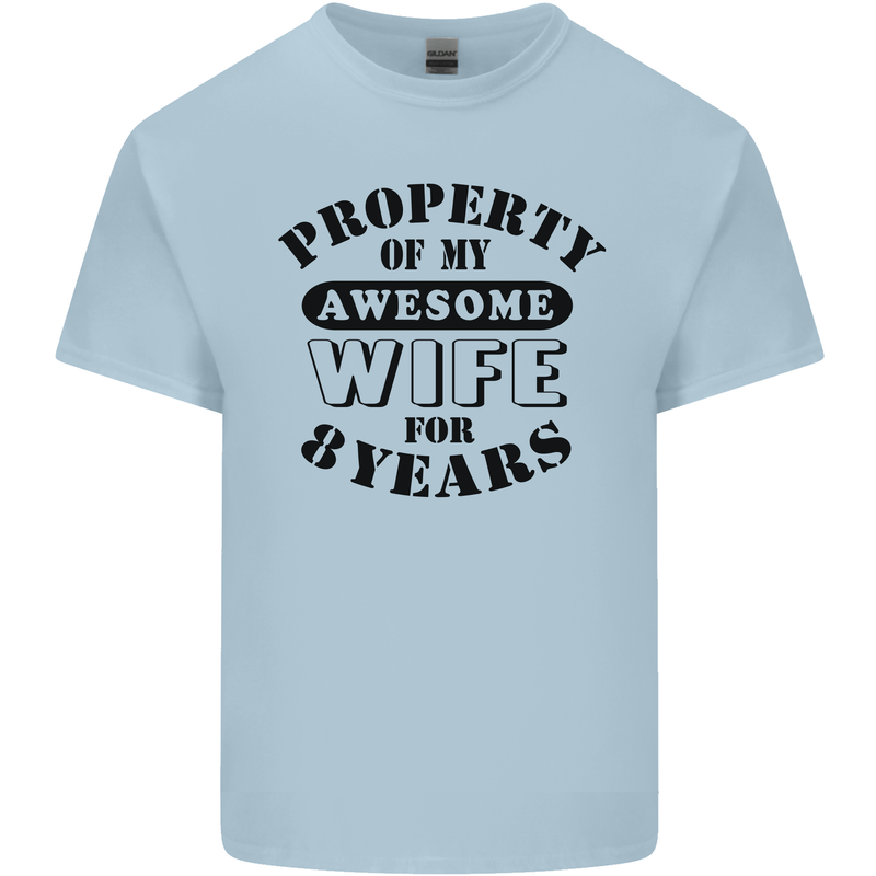 8th Wedding Anniversary 8 Year Funny Wife Mens Cotton T-Shirt Tee Top Light Blue