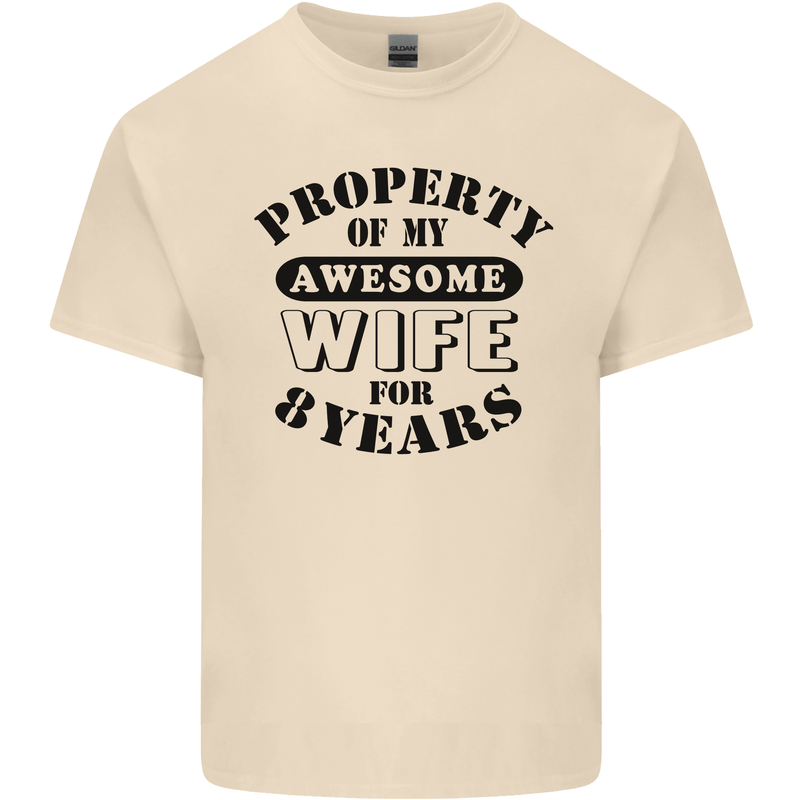8th Wedding Anniversary 8 Year Funny Wife Mens Cotton T-Shirt Tee Top Natural