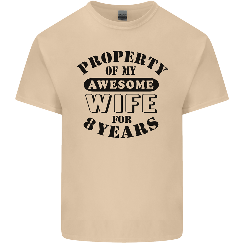 8th Wedding Anniversary 8 Year Funny Wife Mens Cotton T-Shirt Tee Top Sand