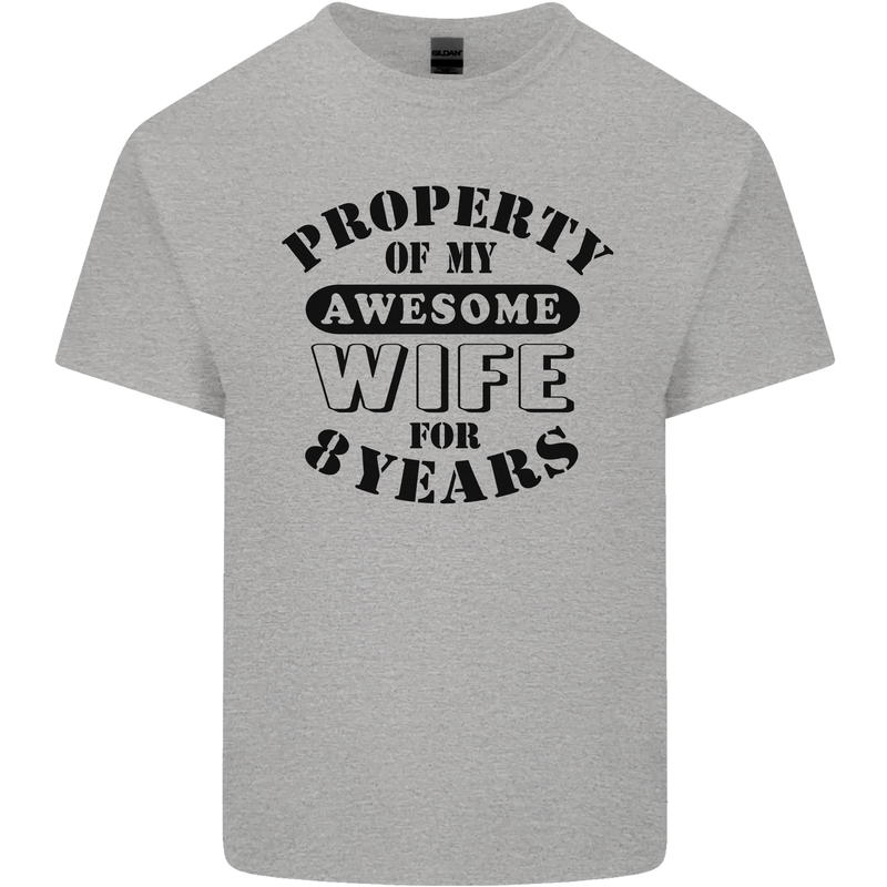 8th Wedding Anniversary 8 Year Funny Wife Mens Cotton T-Shirt Tee Top Sports Grey