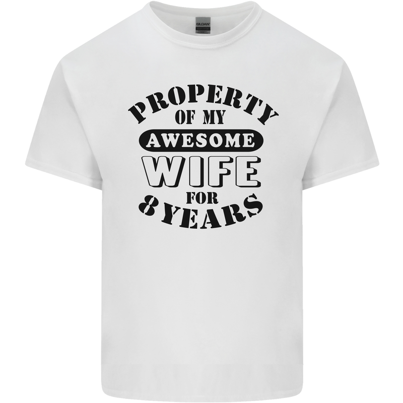 8th Wedding Anniversary 8 Year Funny Wife Mens Cotton T-Shirt Tee Top White