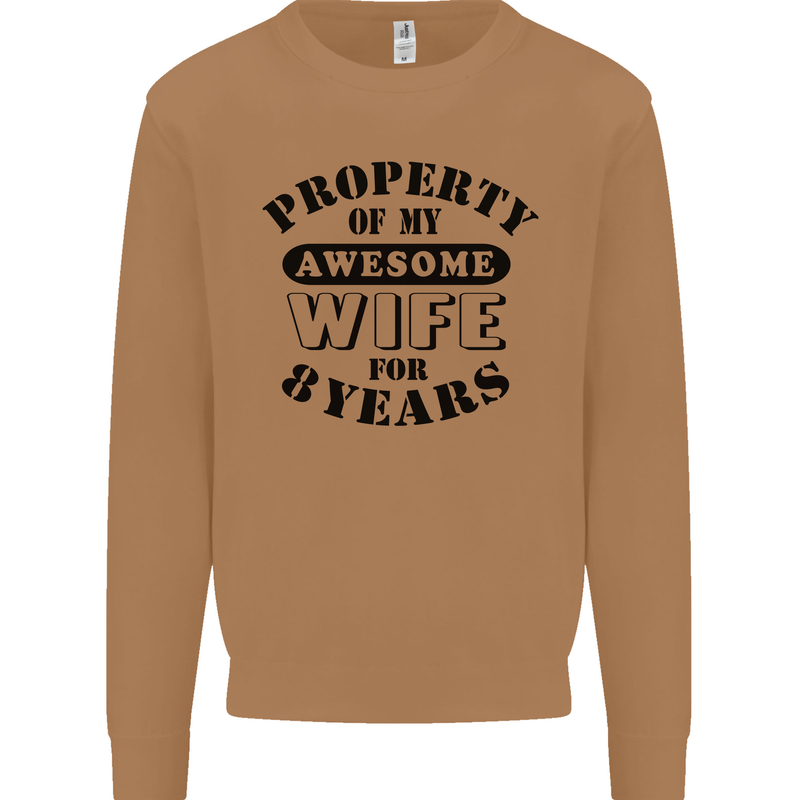 8th Wedding Anniversary 8 Year Funny Wife Mens Sweatshirt Jumper Caramel Latte