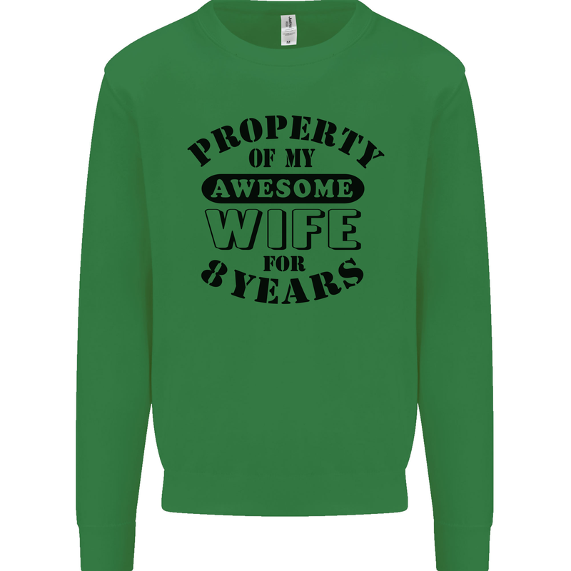 8th Wedding Anniversary 8 Year Funny Wife Mens Sweatshirt Jumper Irish Green