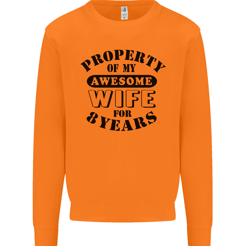 8th Wedding Anniversary 8 Year Funny Wife Mens Sweatshirt Jumper Orange