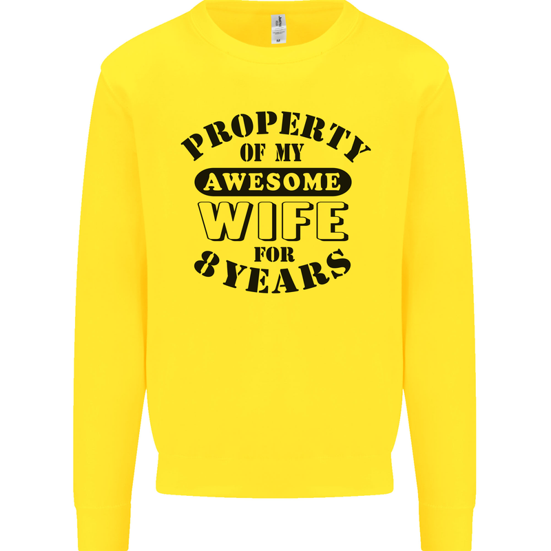 8th Wedding Anniversary 8 Year Funny Wife Mens Sweatshirt Jumper Yellow